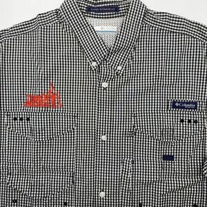 Columbia Men's PFG Super Bonehead Black Check Tough Mudder  XL Short Sleeve Fish